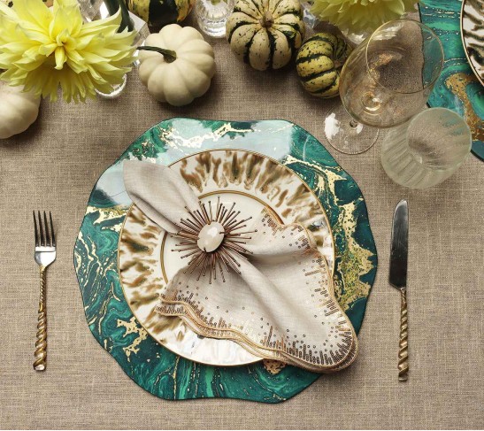 Fringe Tablecloth in Natural & Silver