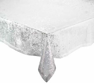 Metafoil Tablecloth in White & Silver
