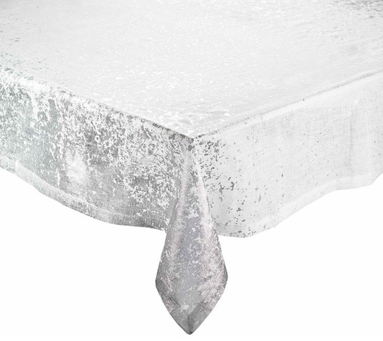 Metafoil Tablecloth in White & Silver
