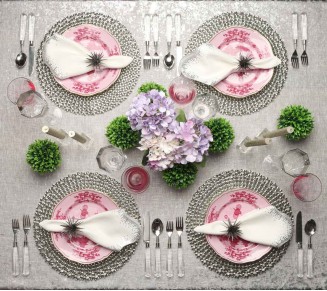 Metafoil Tablecloth in White & Silver