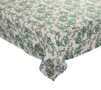 Ella Tablecloth in Ivory & Green