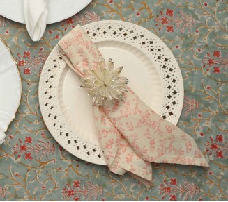 Tess Napkin in Ivory & Blush, Set of 4