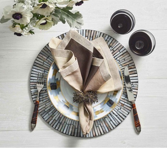 Tahiti Placemat in Gray & Taupe, Set of 4