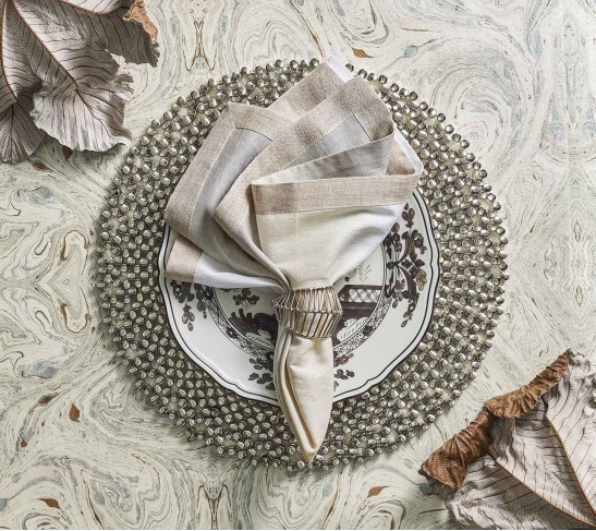Gilded Channel Placemat in Silver, Set of 4