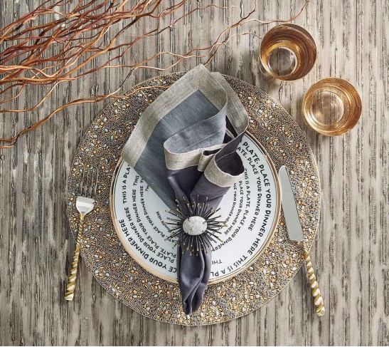 Bouclé Placemat in Gold & Silver, Set of 2