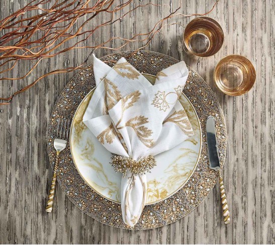 Bouclé Placemat in Gold & Silver, Set of 2