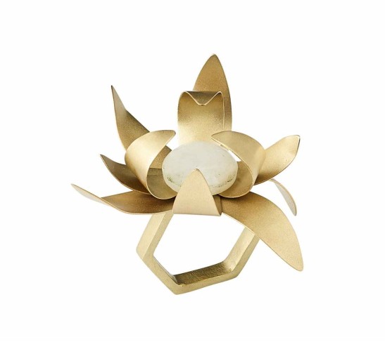 Sunflower Napkin Ring in Gold & Crystal, Set of 4