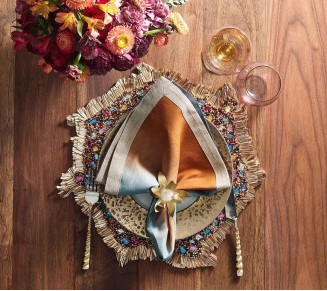Sunflower Napkin Ring in Gold & Crystal, Set of 4