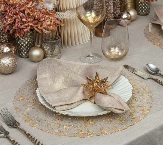 Stardust Napkin Ring in Gold, Set of 4