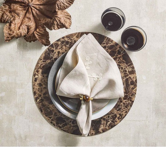 Mineral Napkin Ring in Brown, Set of 4