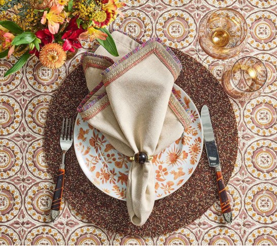 Mineral Napkin Ring in Brown, Set of 4