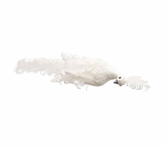 Frost Bird Napkin Ring in White & Silver, Set of 4