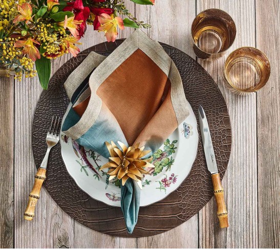 Flores Napkin Ring in Gold, Set of 4