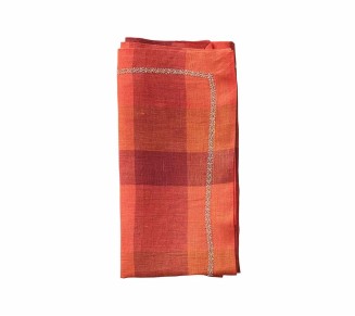 Tartan Napkin in Cranberry & Orange, Set of 4