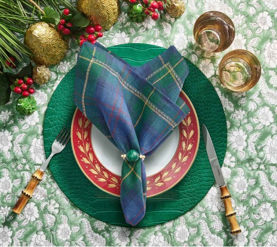 Tartan Napkin in Blue & Green, Set of 4