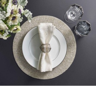 Star Spray Napkin in White & Gold & Silver, Set of 4