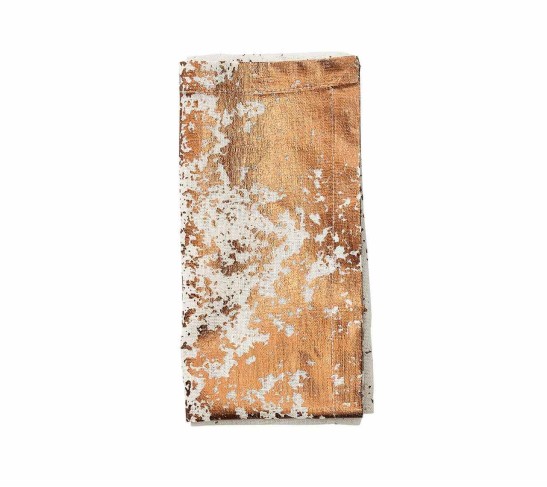 Metafoil Napkin in White & Bronze, Set of 4