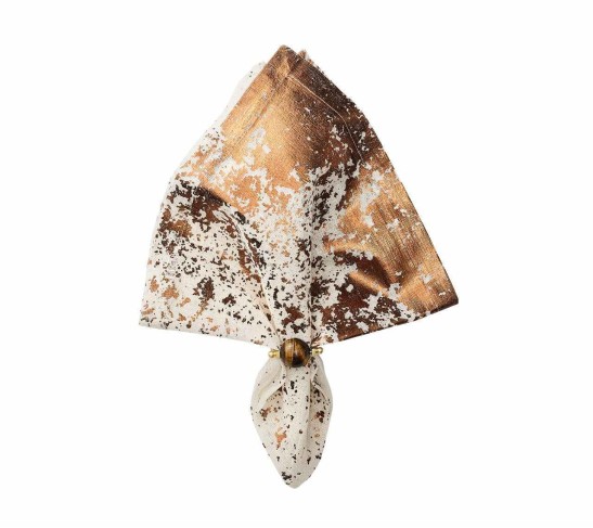 Metafoil Napkin in White & Bronze, Set of 4