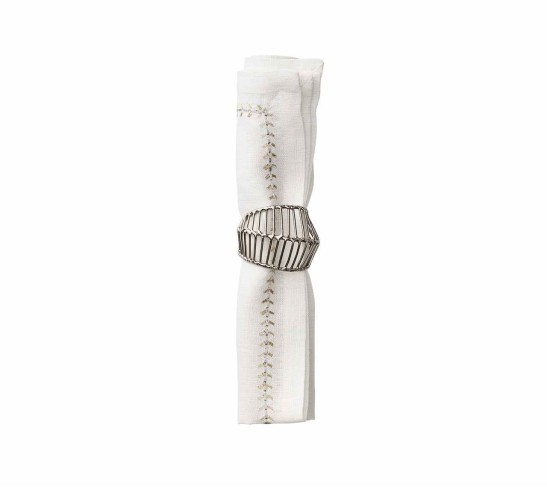 Jardin Napkin in White & Silver, Set of 4