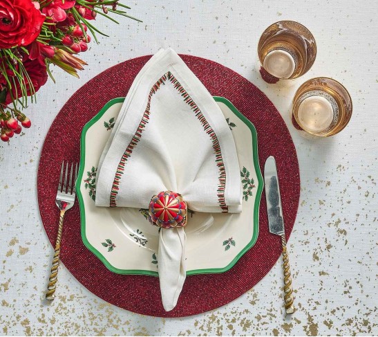 Filament Napkin in White & Red & Green, Set of 4