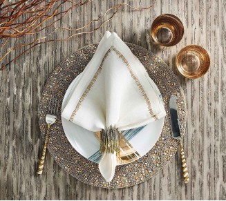 Filament Napkin in White & Gold & Silver, Set of 4