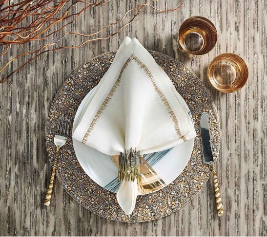 Filament Napkin in White & Gold & Silver, Set of 4