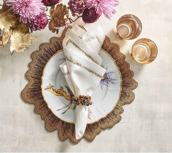Filament Napkin in White & Gold & Silver, Set of 4