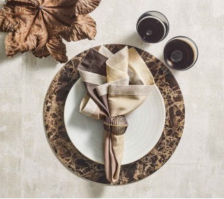 Dip dye Napkin in Taupe & Bark, Set of 4