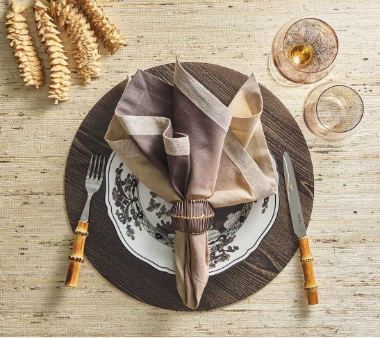 Dip dye Napkin in Taupe & Bark, Set of 4