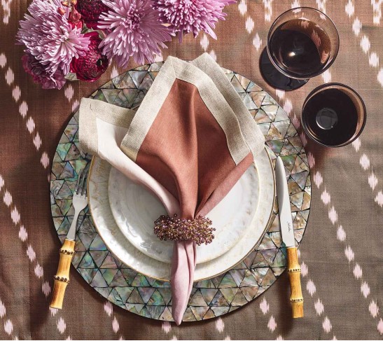 Dip Dye Napkin in Mauve & Brown, Set of 4