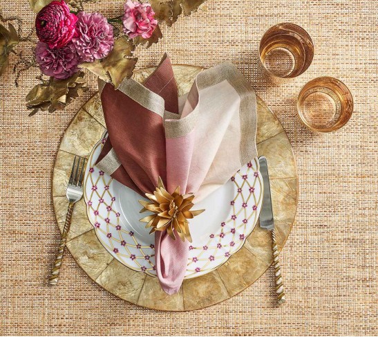 Dip Dye Napkin in Mauve & Brown, Set of 4