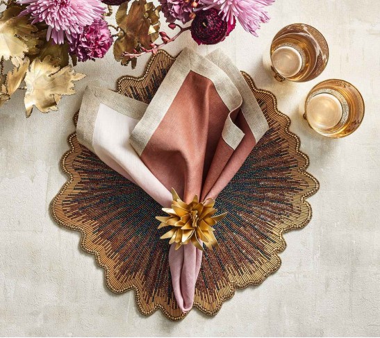 Dip Dye Napkin in Mauve & Brown, Set of 4