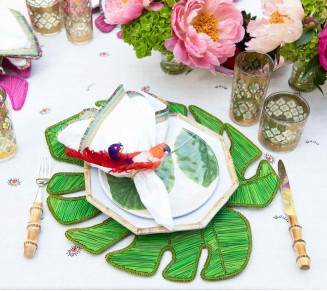 Palm Leaf Placemat in Green, Set of 4