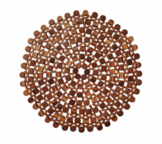 Round Bamboo Placemat in Brown, Set of 4