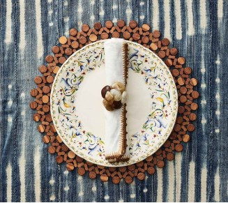 Round Bamboo Placemat in Brown, Set of 4