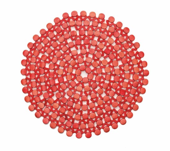 Round Bamboo Placemat in Coral, Set of 4