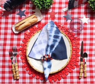 Round Bamboo Placemat in Coral, Set of 4