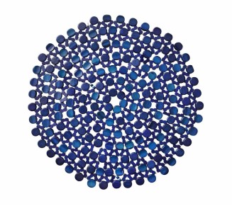 Round Bamboo Placemat in Navy Blue, Set of 4