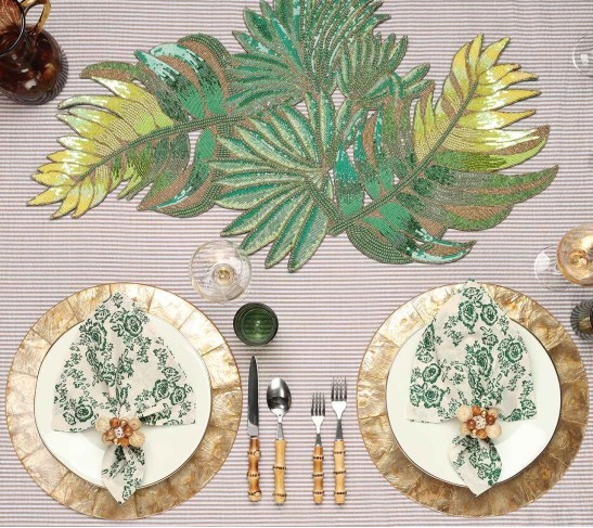 Round Capiz Placemat in Champagne, Set of 4