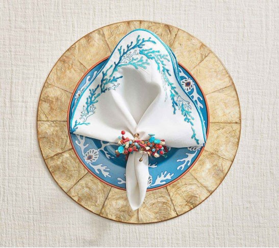 Round Capiz Placemat in Champagne, Set of 4