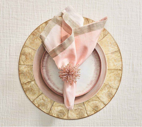 Round Capiz Placemat in Champagne, Set of 4