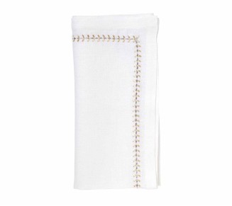 Herringbone Napkin in White, Gold & Silver, Set of 4