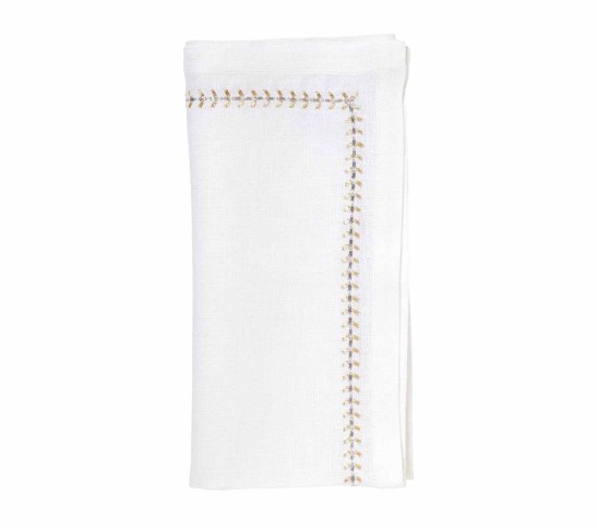 Herringbone Napkin in White, Gold & Silver, Set of 4
