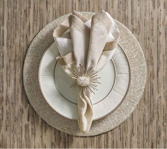 Dip Dye Napkin in Gray & Silver, Set of 4