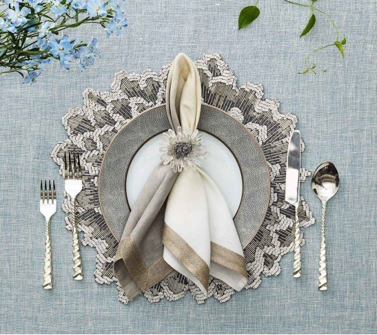 Dip Dye Napkin in Gray & Silver, Set of 4