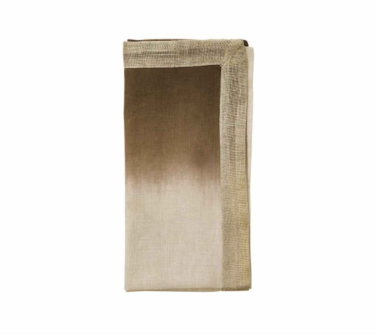 Dip Dye Napkin in Natural, Brown & Gold, Set of 4