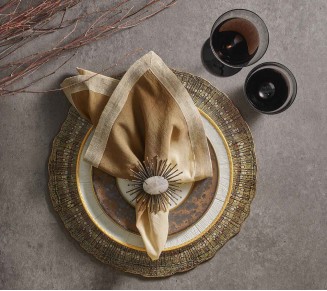 Dip Dye Napkin in Natural, Brown & Gold, Set of 4