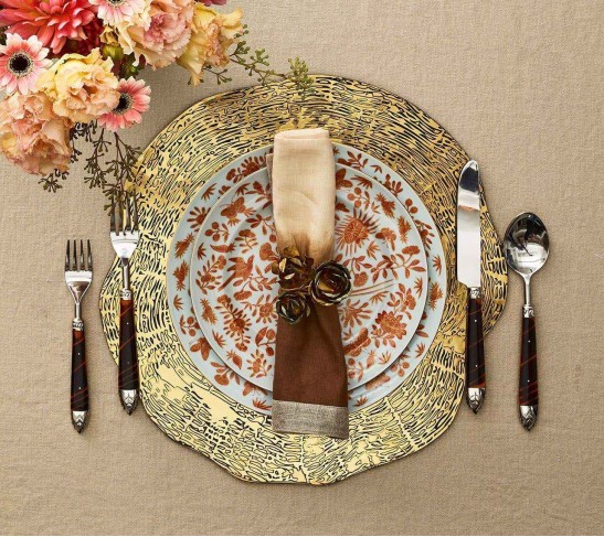 Dip Dye Napkin in Natural, Brown & Gold, Set of 4