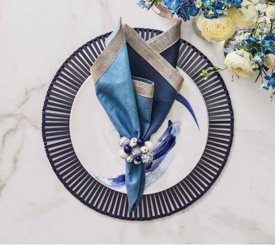 Dip Dye Napkin in Navy & Blue, Set of 4