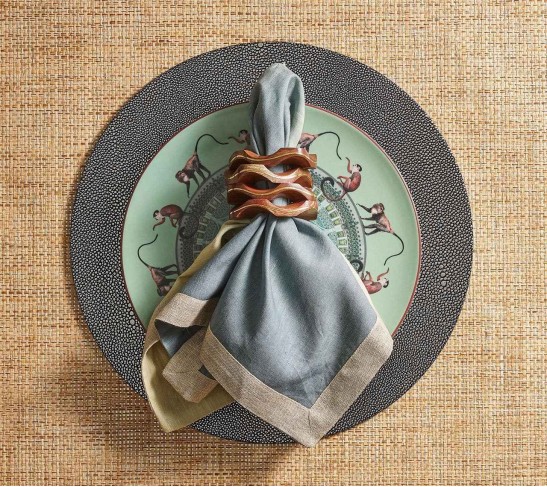 Dip Dye Napkin in Sage & Midnight, Set of 4